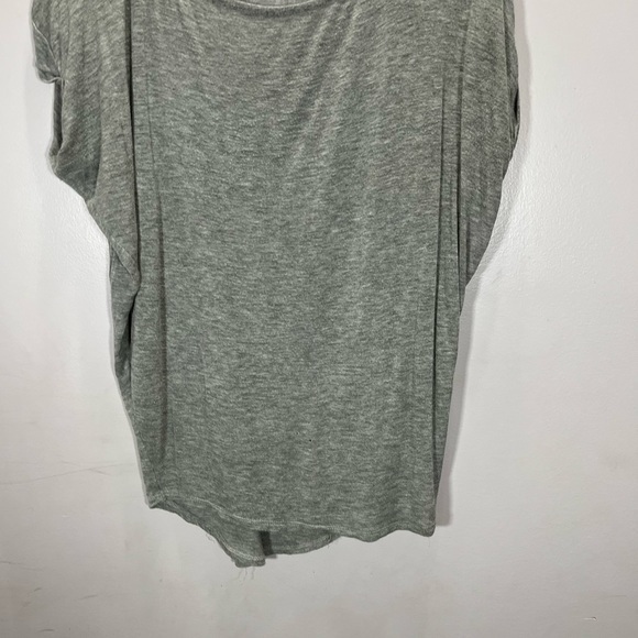 Luxe Boutique Women’s Light Heathered Grey Semi Sheer Short Sleeve Blouse - Picture 6 of 9